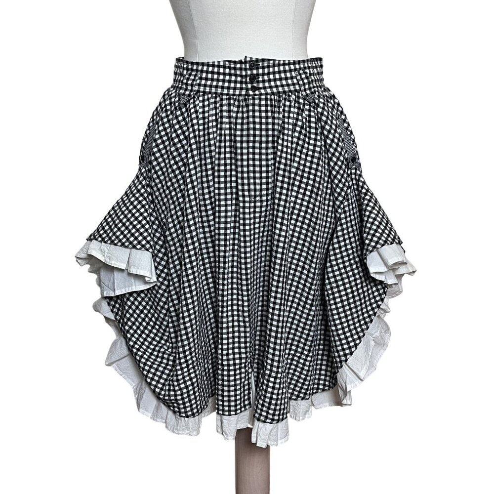 Vtg Chaus Sport Black White Gingham Skirt 10 Prairie Boho Rockabilly Cottagecore